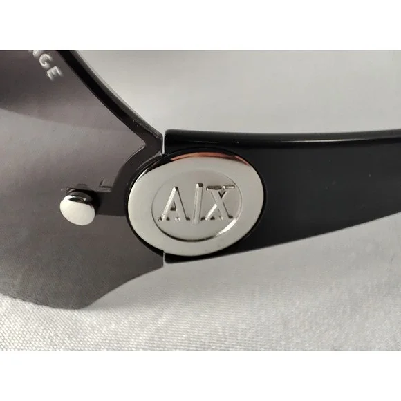 Armani Exchange AX063/S Shield Sunglasses Black Smoke Lens Silver Logo Y2K - Picture 9 of 11
